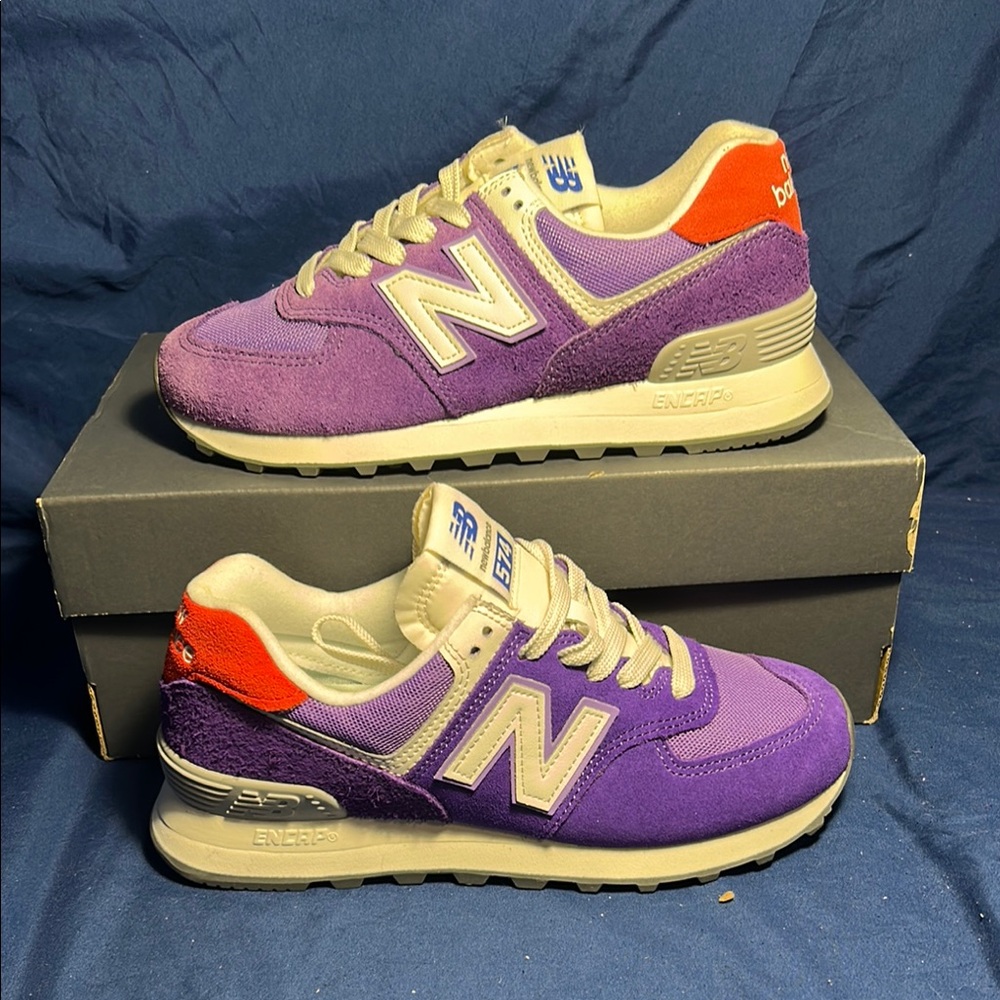 New Balance- 574, Classics, purple purple, 6.5 women QS